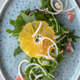 Appetizer: United States – Shaved Fennel and Arugula Salad with Citrus and Crunchy Toppings recipe