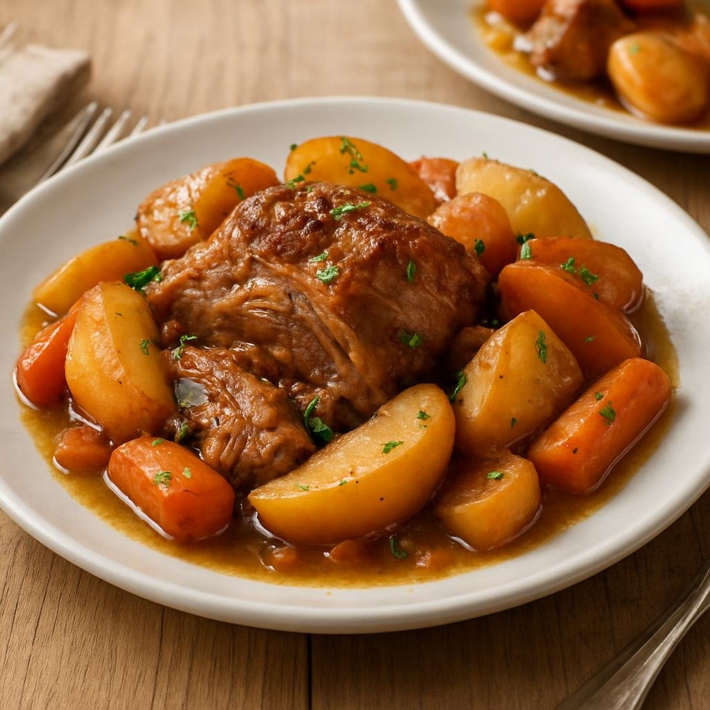 Entree: United States – Vermont, New England – Vermont Apple Cider-Braised Pork recipe