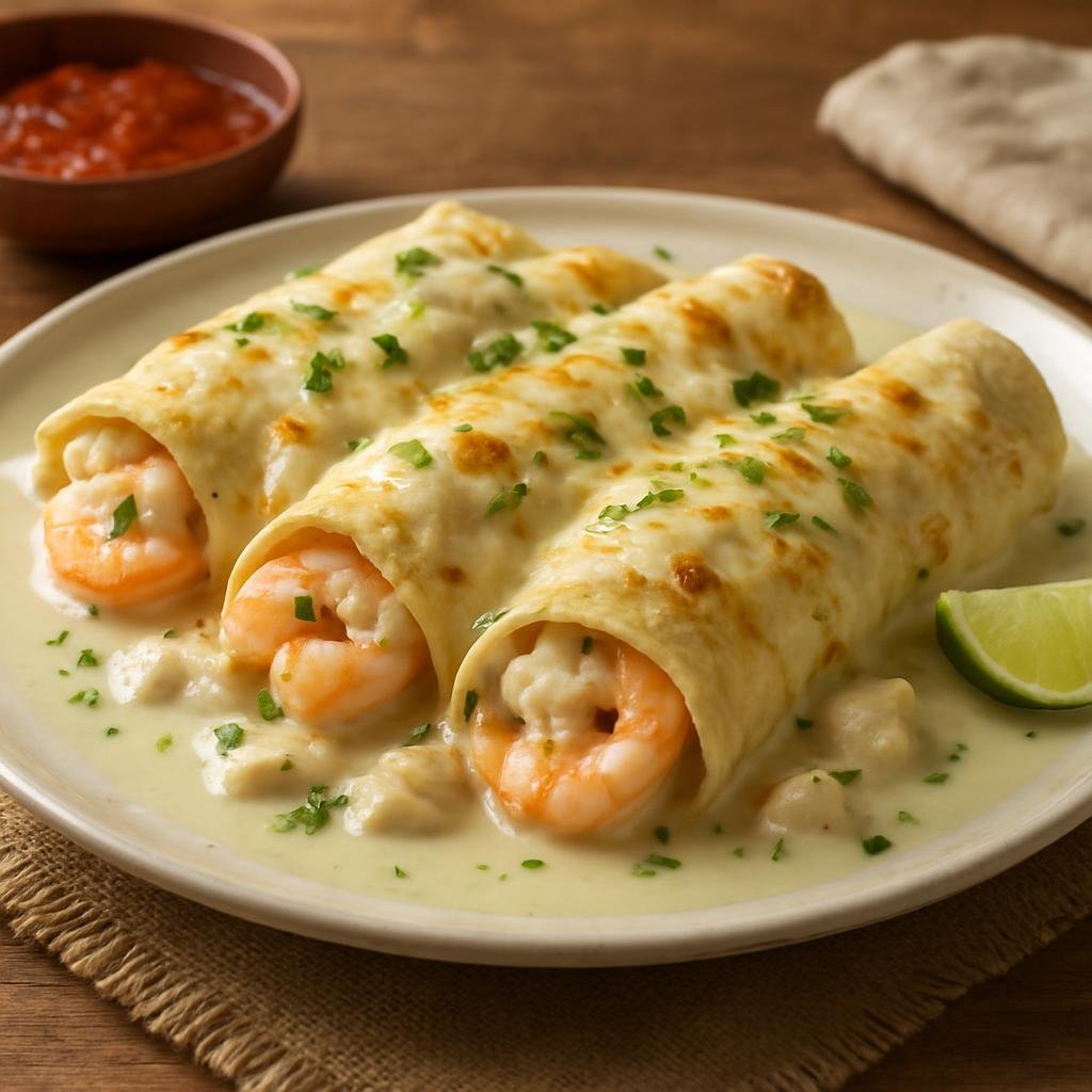 Entree: Mexico – Baja California (Northern Mexico) – Enchiladas de Mariscos recipe