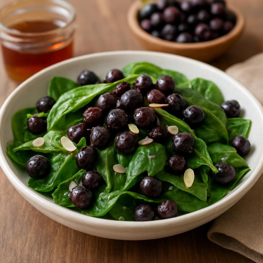 Salad: Canada – Canadian Prairies (Alberta) – Saskatoon Berry and Spinach Salad recipe