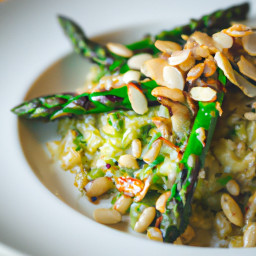Lemon-Mint Orzo with Charred Asparagus and Toasted Pine Nuts recipe