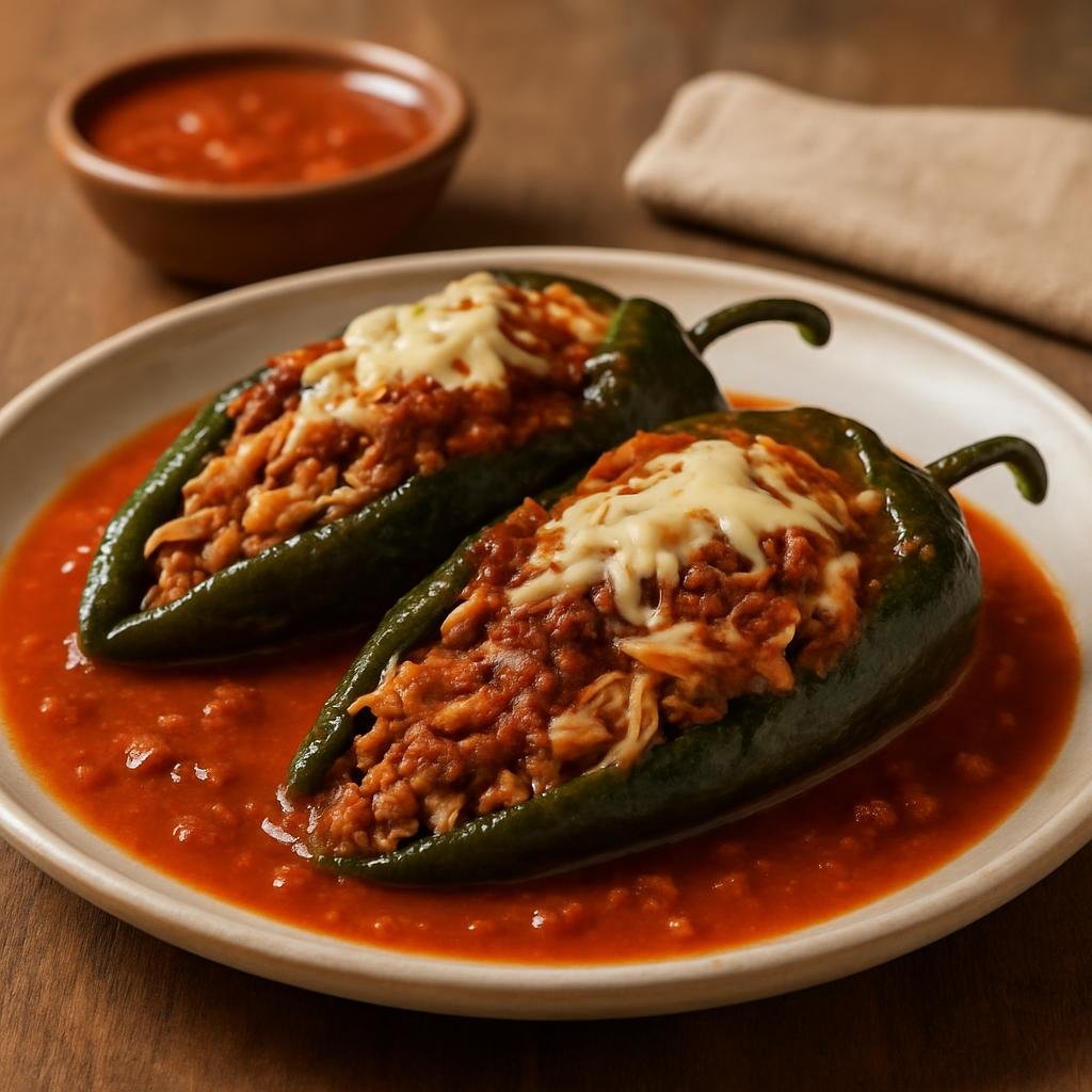 Entree: Mexico – Queretaro, Bajio Mexico – Chiles Rellenos Queretanos (Queretaro-style Stuffed Chiles) recipe