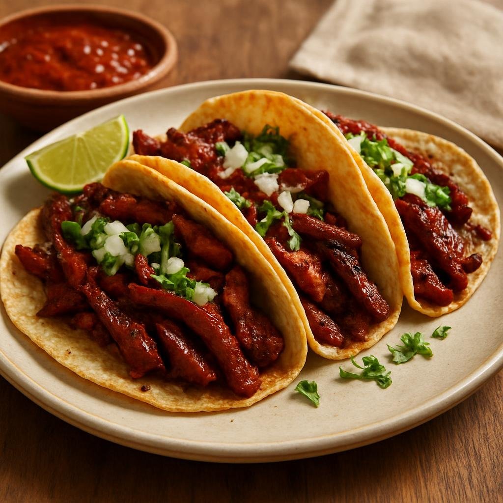 Entree: Mexico – Nuevo Leon – Tacos de Trompo (Pork Spit Tacos) recipe