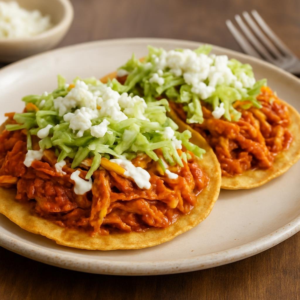 Appetizer: Mexico – Aguascalientes, Bajio Mexico – Tostadas de Tinga (Tinga Tostadas) recipe