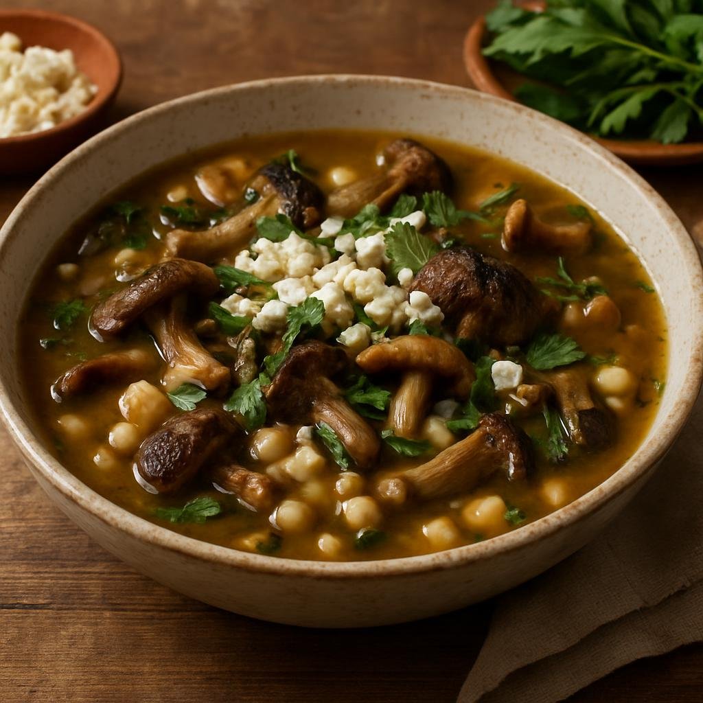Entree: Mexico – Hidalgo – Caldo de Hongos (Mushroom Soup) recipe