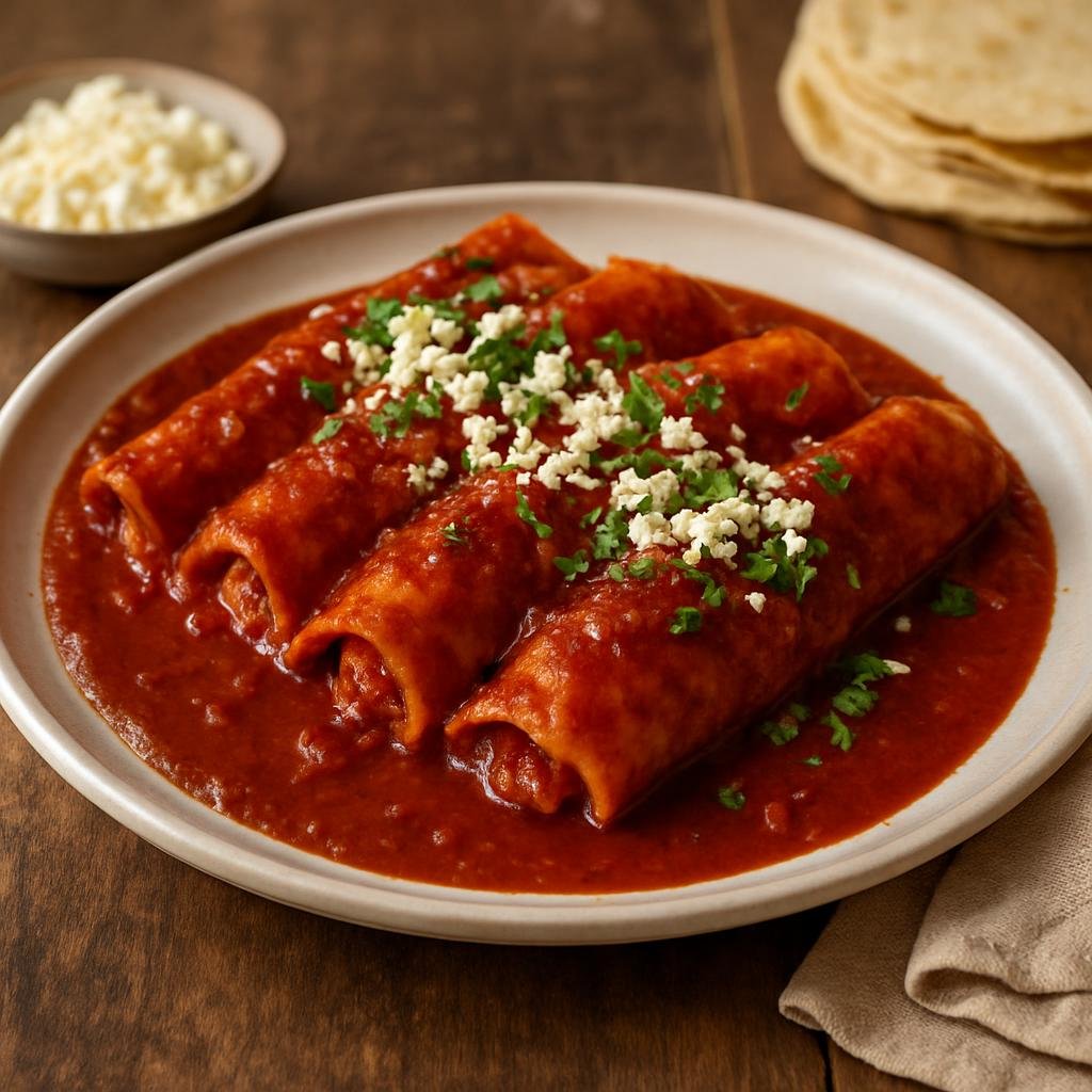 Entree: United States – New Mexico – New Mexico Red Chile Enchiladas recipe