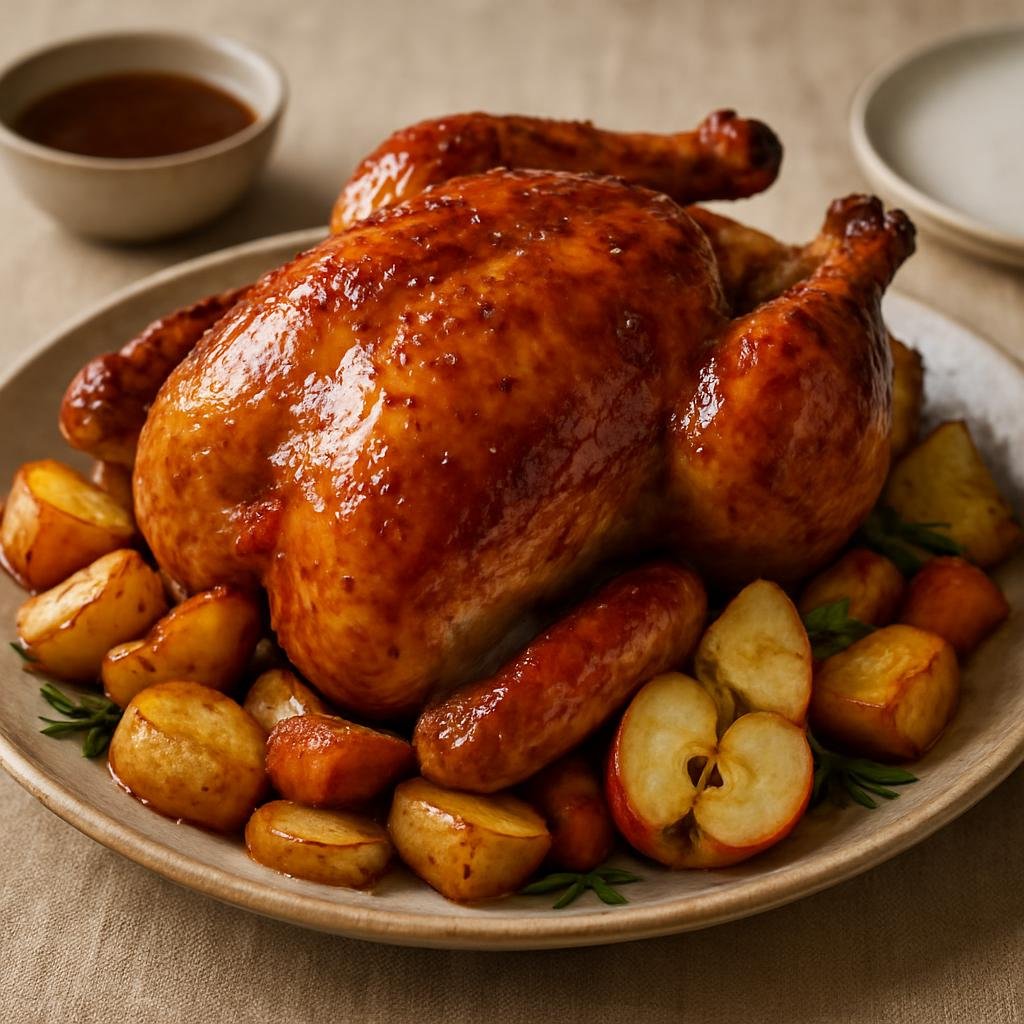 Entree: United States – New Hampshire, New England – Maple-Glazed Roast Chicken recipe