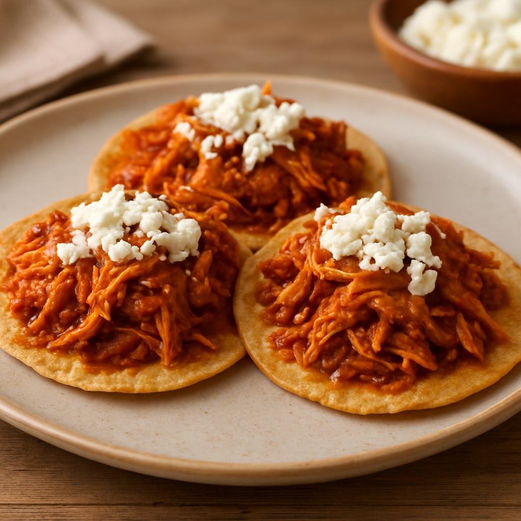 Appetizer: Mexico – Bajio (Zacatecas) – Tostadas de Tinga Zacatecanas recipe