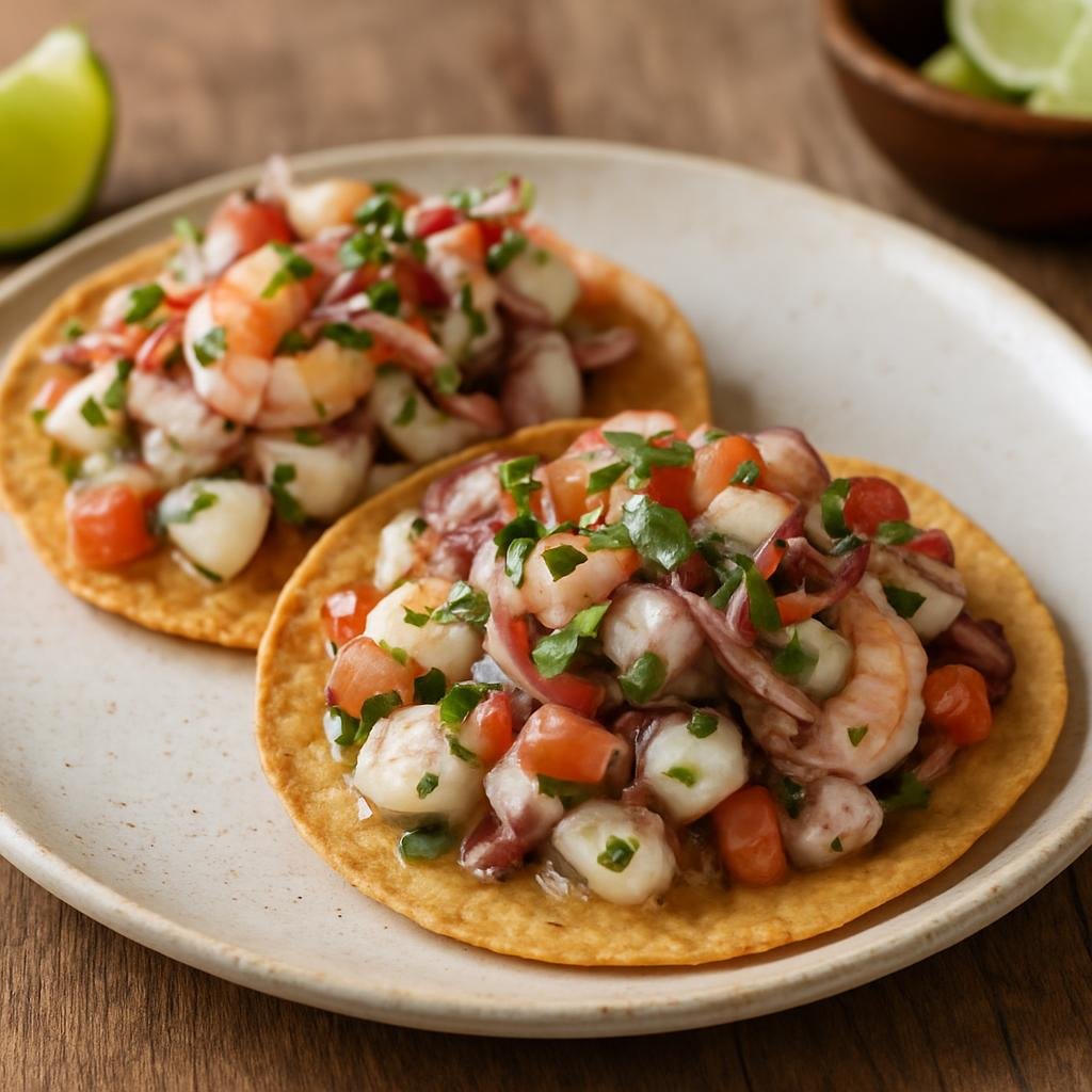 Appetizer: Mexico – Baja Peninsula Mexico – Tostadas de Mariscos recipe
