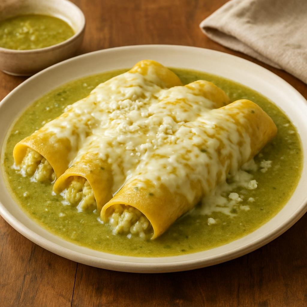 Entree: Mexico – Mexico City (Central Mexico) – Enchiladas Suizas (Swiss-style Enchiladas) recipe
