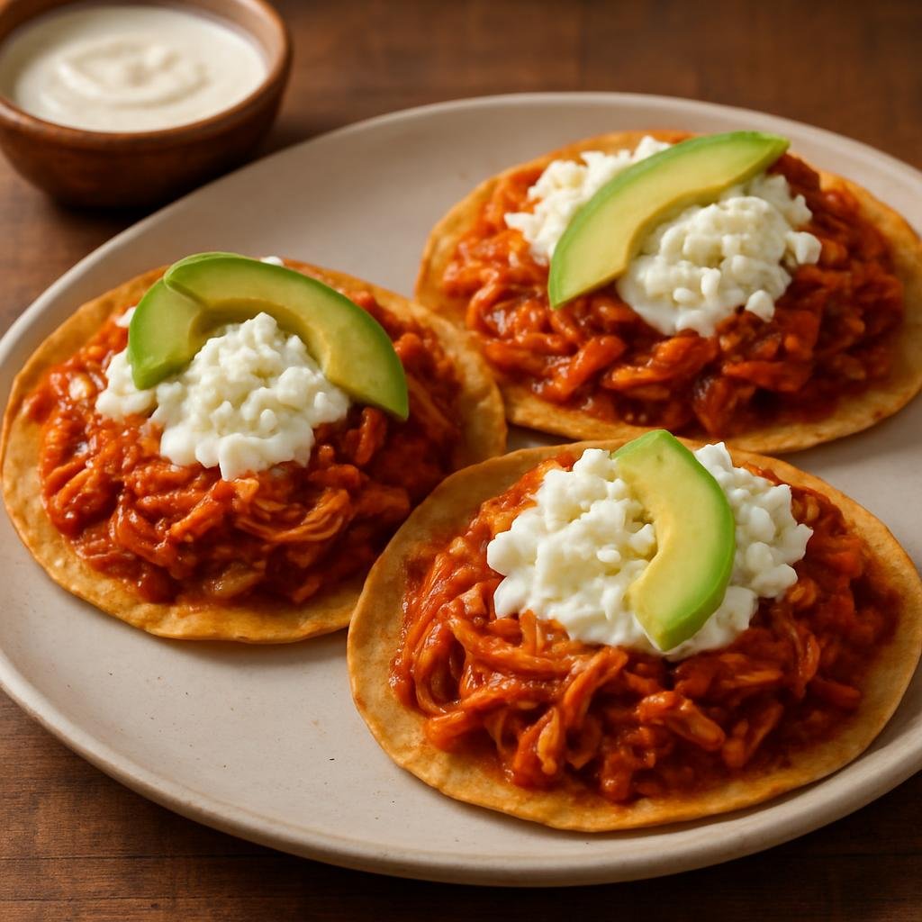 Appetizer: Mexico – Puebla, Central Mexico – Tostadas de Tinga recipe
