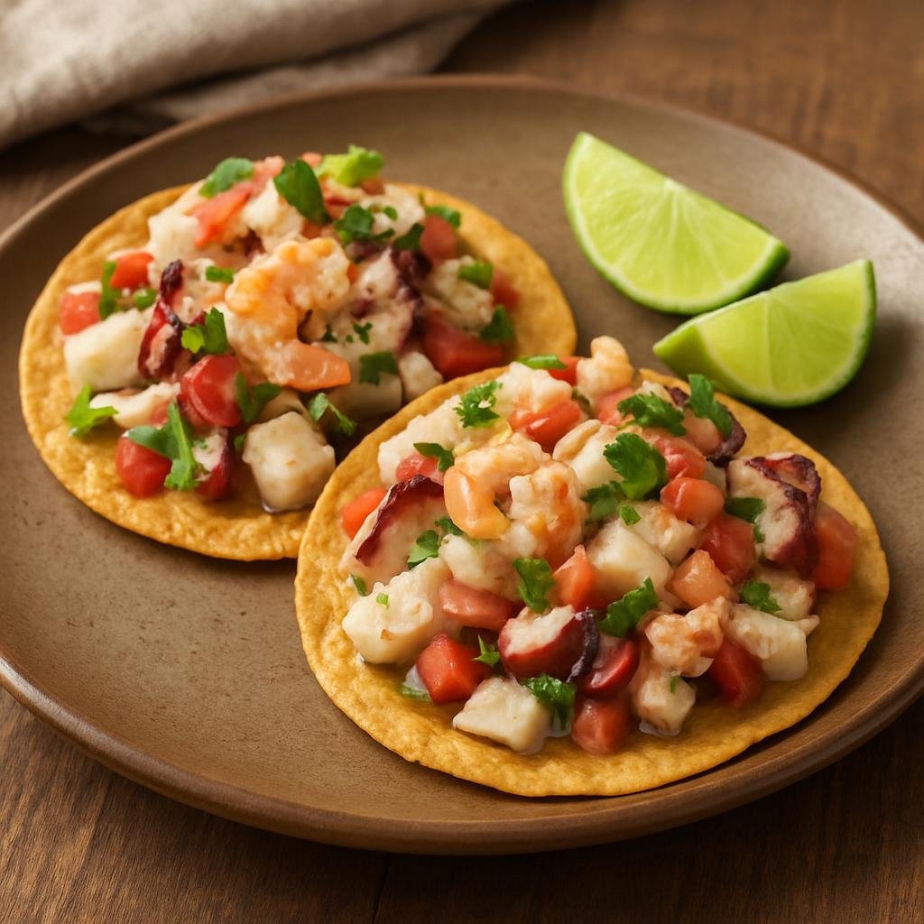 Appetizer: Mexico – Pacific Coast Mexico (Nayarit) – Tostadas de Mariscos recipe