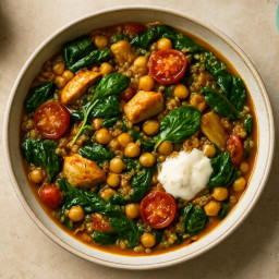 Entree: Morocco – Moroccan-Style Chickpea and Spinach Stew with Quinoa recipe