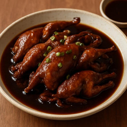 Entree: China – 紅燒鵪鶉 ➤ Hóngshāo ānchún (Red-braised quail (soy-braised quail)) recipe