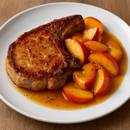 Entree: Germany – Schweinekotelett mit Pfirsichkompott (Pork chop with peach compote) recipe