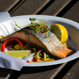 Entrée: France – Truite en Papillote (Trout Cooked in Parchment with Lemon, Herbs and Vegetables) recipe
