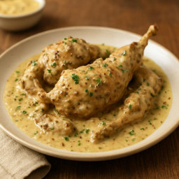 Entree: France – Lapin à la Moutarde (Rabbit in mustard sauce) recipe