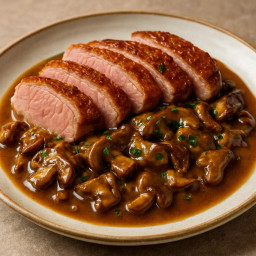 Entree: France – Duck Breast with Wild Mushroom Sauce (Canard aux Cèpes) (Duck with Porcini Mushrooms) recipe
