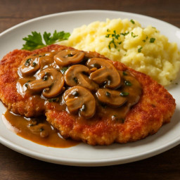 Entree: Germany – Jägerschnitzel (Hunter's Pork Cutlets with Mushroom Gravy) (Hunter's pork cutlets with mushroom gravy) recipe