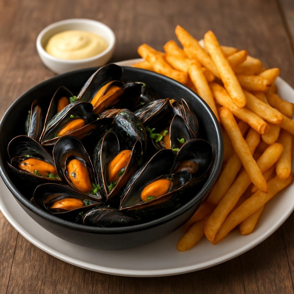 Entree: Belgium – Belgian Coast – Moules-frites (Mussels and fries) recipe