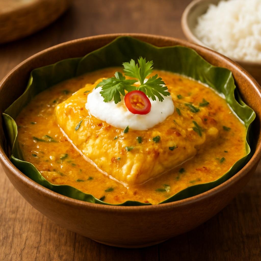 Entree: Cambodia – Central Culinary Region – អាមុកត្រី Amok Trey (Steamed curried fish custard) recipe