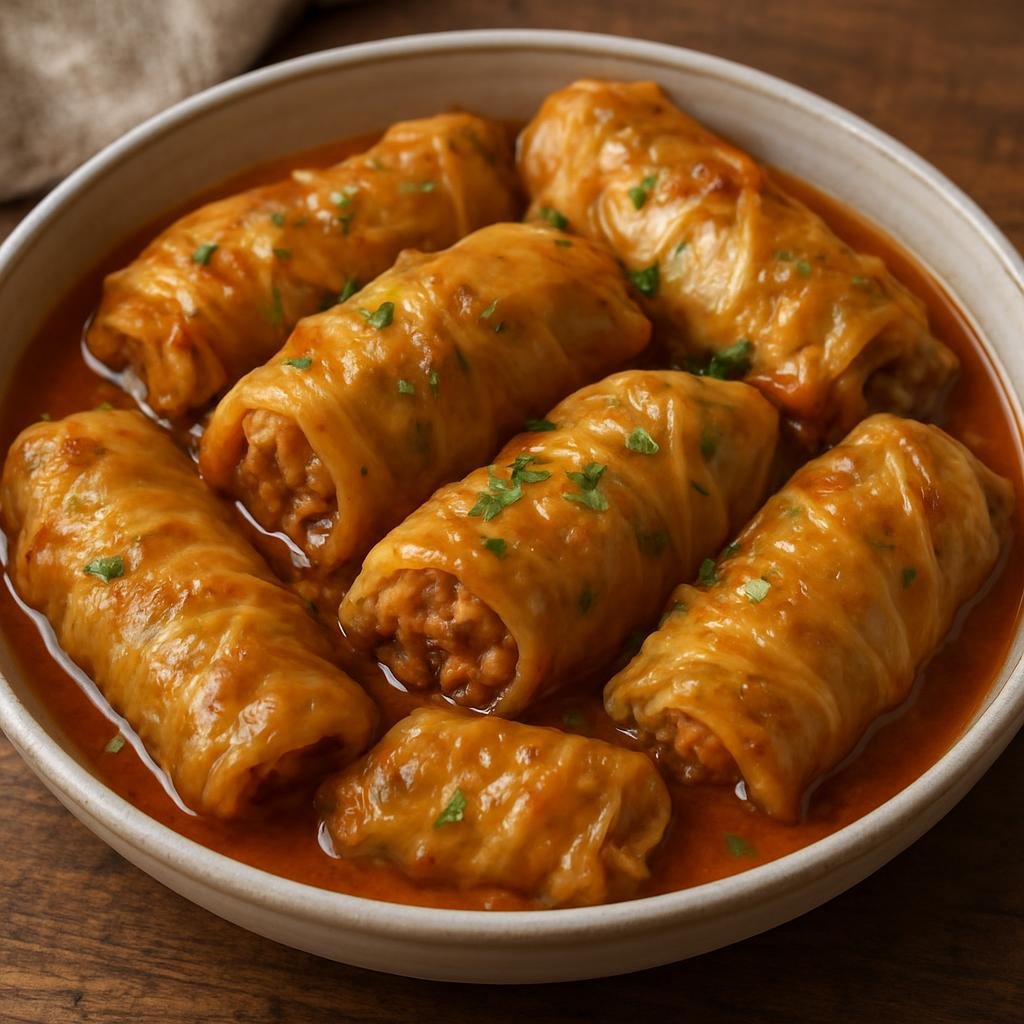 Entree: Bulgaria – Northern Culinary Region – сарми ➤ sarmi (Stuffed cabbage leaves filled with seasoned minced meat and rice, slowly simmered in a savory broth) recipe