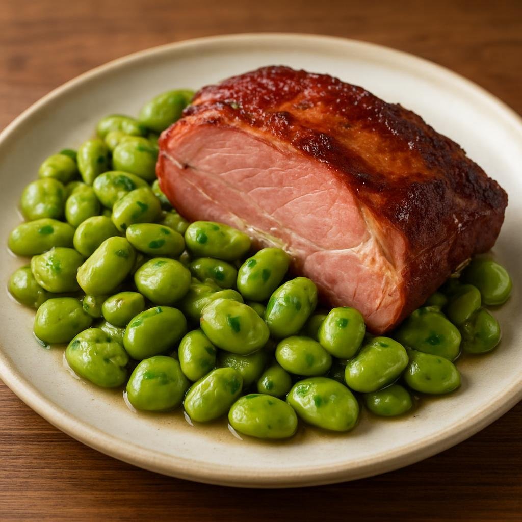 Entree: Luxembourg – National Cuisine – Judd mat Gaardebounen (Smoked Pork Neck with Broad Beans) recipe