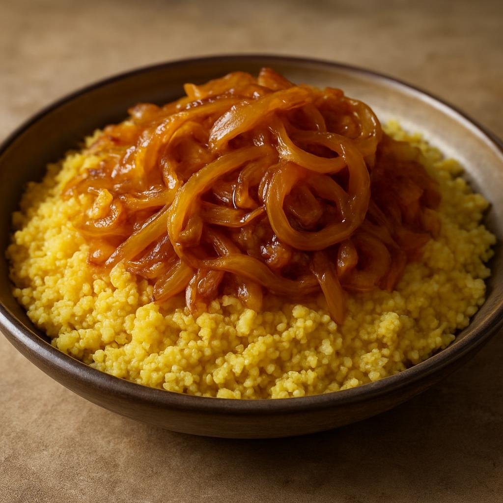 Entree: Libya – كسكس بالبصلة ➤ Kuskus bil Basla (Couscous with Onions) recipe