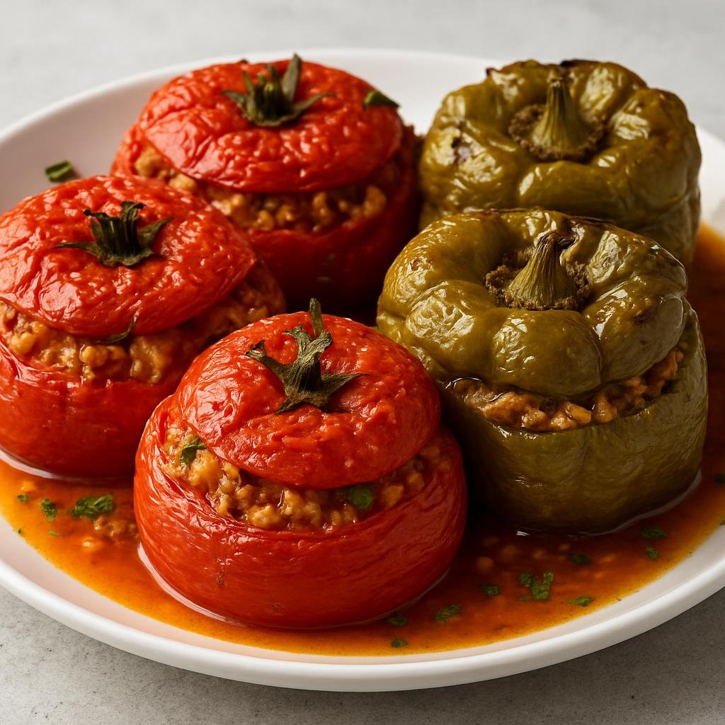 Entree: Greece – Aegean Islands – Γεμιστά Gemistá (Stuffed tomatoes and peppers) recipe
