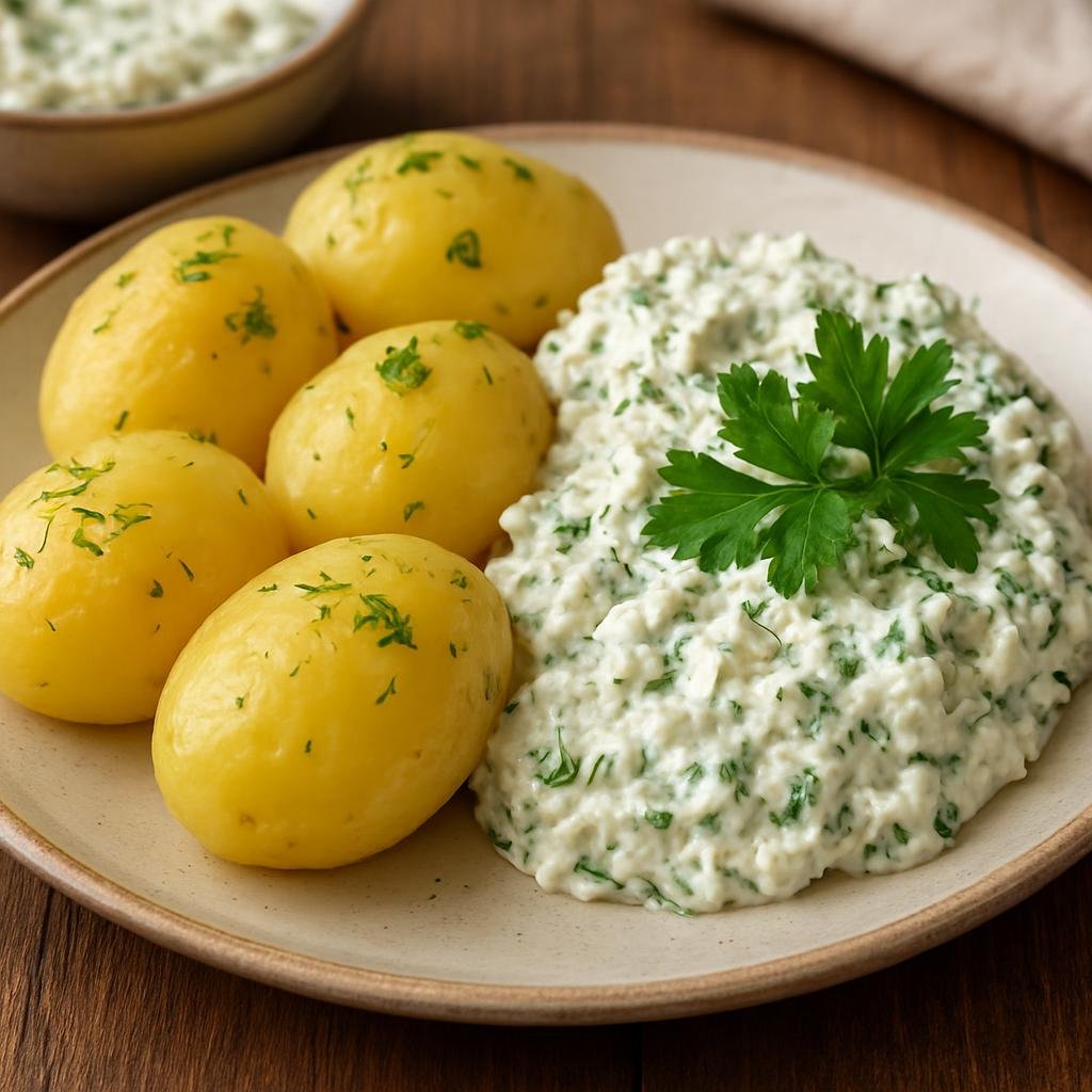 Entree: Poland – Greater Poland – Pyry z gzikiem (Potatoes with Gzik, fresh farmer's cheese spread) recipe