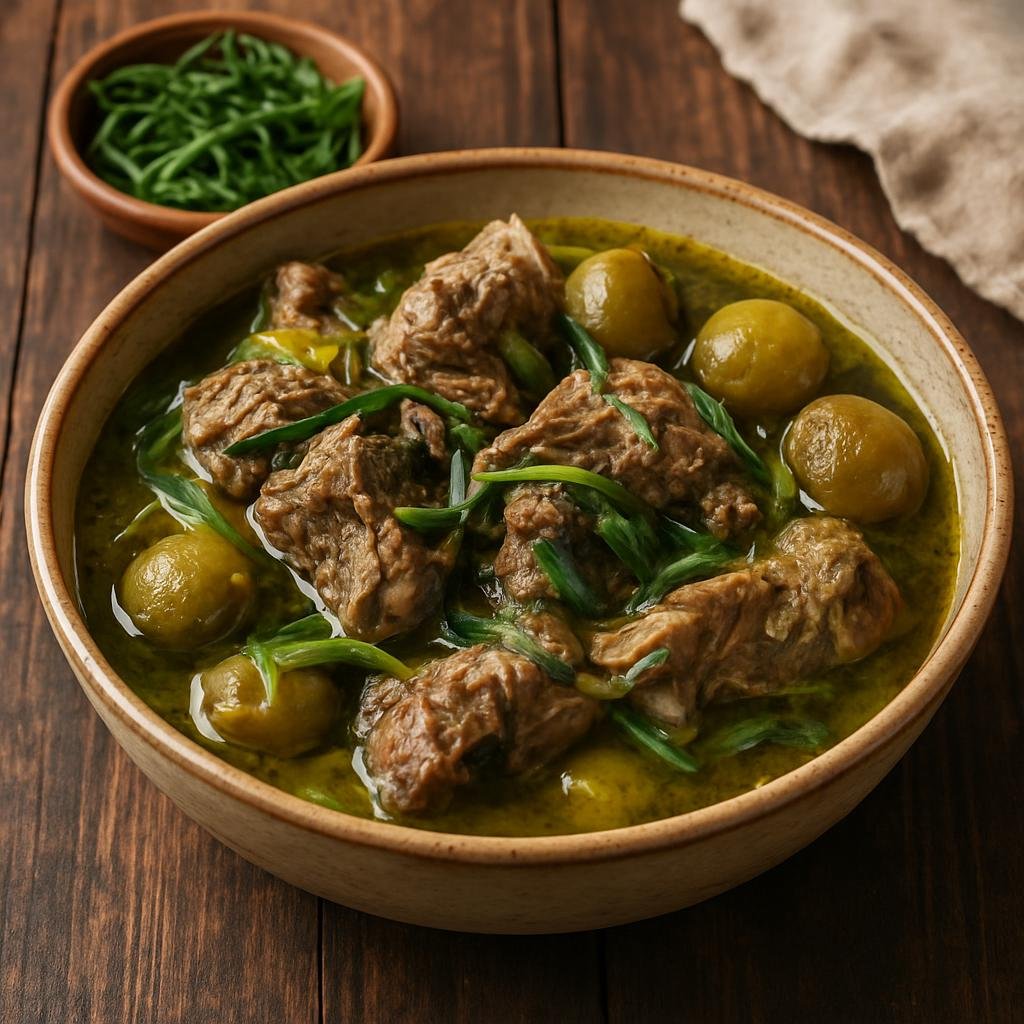 Entree: Georgia – Adjara – ჩხაპული Chkhapuli (Lamb stew with tarragon and sour plums) recipe