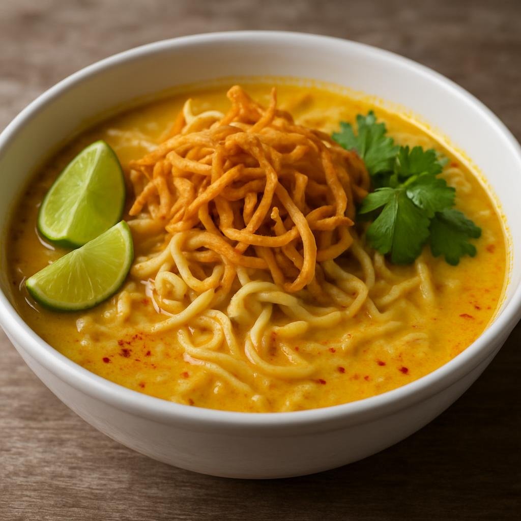 Entree: Myanmar – Bamar, Central Myanmar – အုန်းနို့ခေါက်ဆွဲ ➤ Ohn no khao swè (Coconut milk noodle soup) recipe