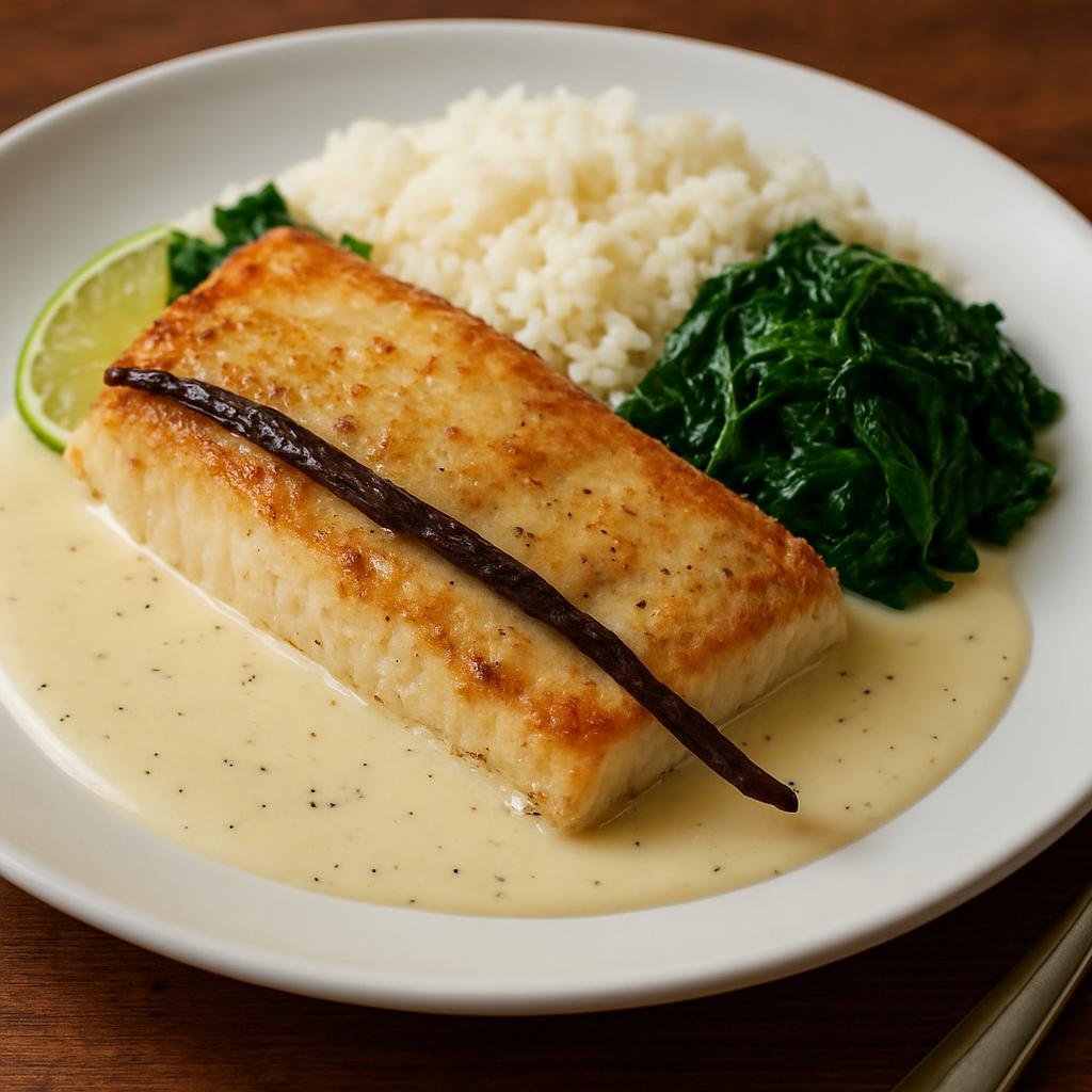 Entree: French Polynesia – Central Culinary Region – Mahi-mahi à la vanille (Mahi Mahi with Vanilla Sauce) recipe