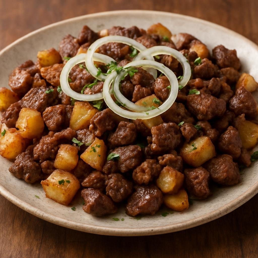 Entree: Kazakhstan – Almaty & Southeast – Қуырдақ Kuyrdak (Fried meat) recipe