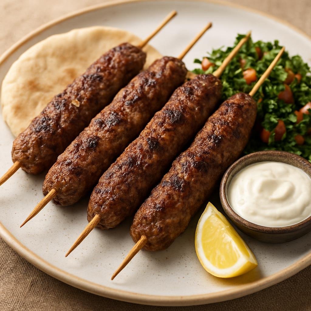 Entree: Lebanon – Beirut & Coastal Lebanon – كفتة ➤ Kafta (Seasoned minced meat skewers) recipe