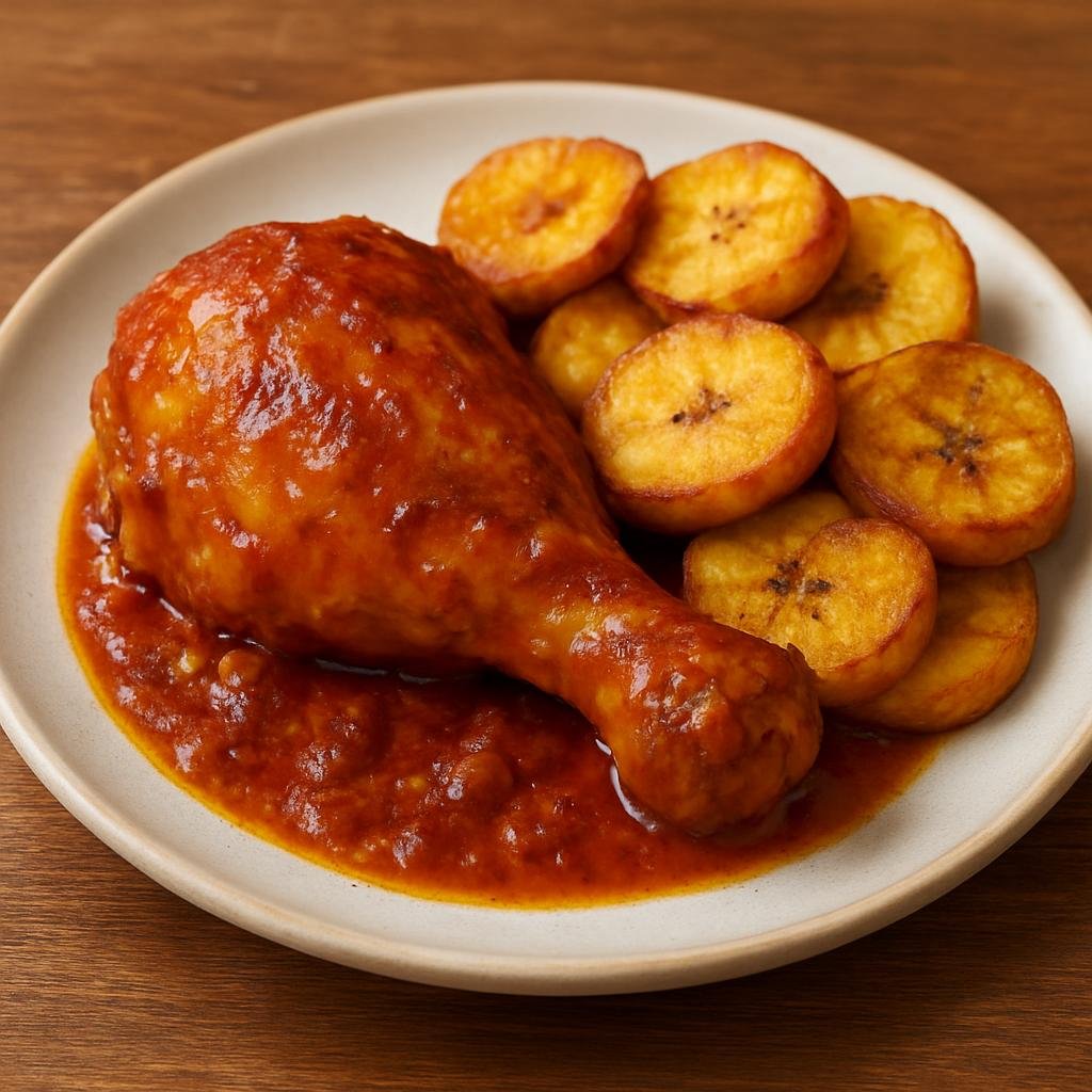 Entree: Honduras – National Cuisine – Pollo con tajadas (Chicken with fried plantain slices) recipe