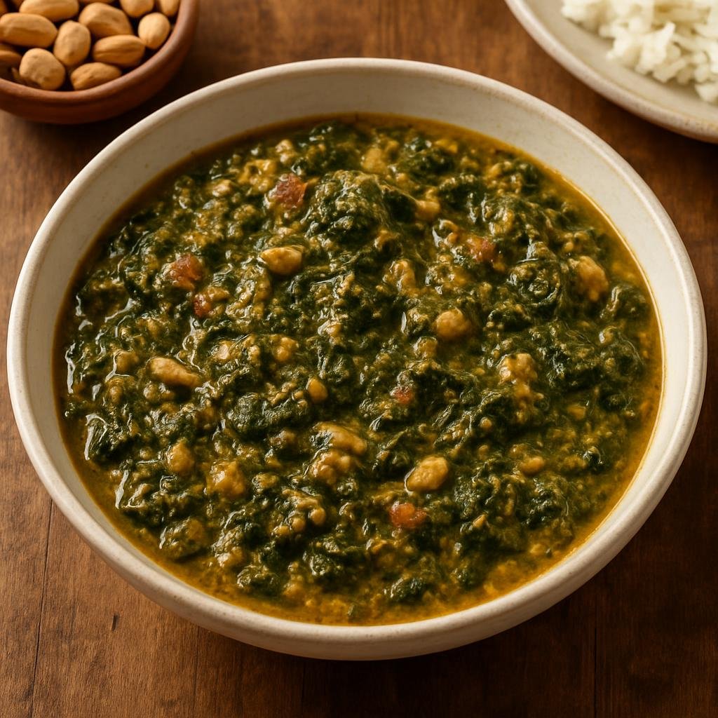 Entree: Mozambique – National – Matapa (Cassava Leaf and Peanut Stew) recipe
