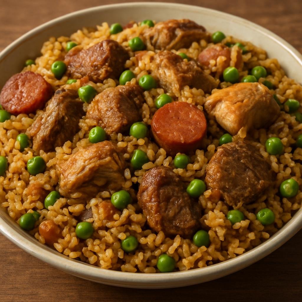 Entree: Guyana – Cook-up Rice — One-pot seasoned rice with peas and meats recipe