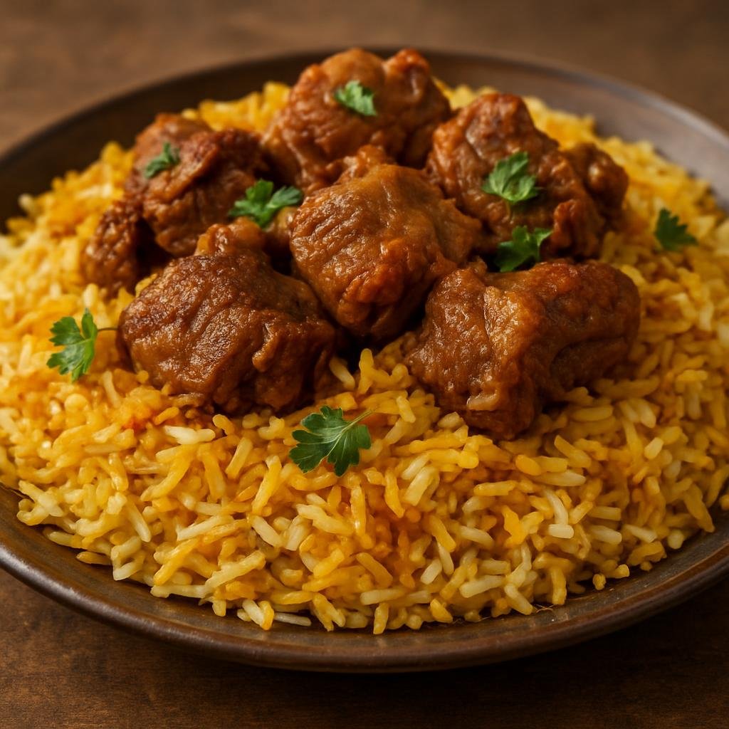Entree: Iraq – Kurdish Iraq – بریانی ➤ Biryani (Kurdish-style layered spiced rice with lamb and saffron) recipe