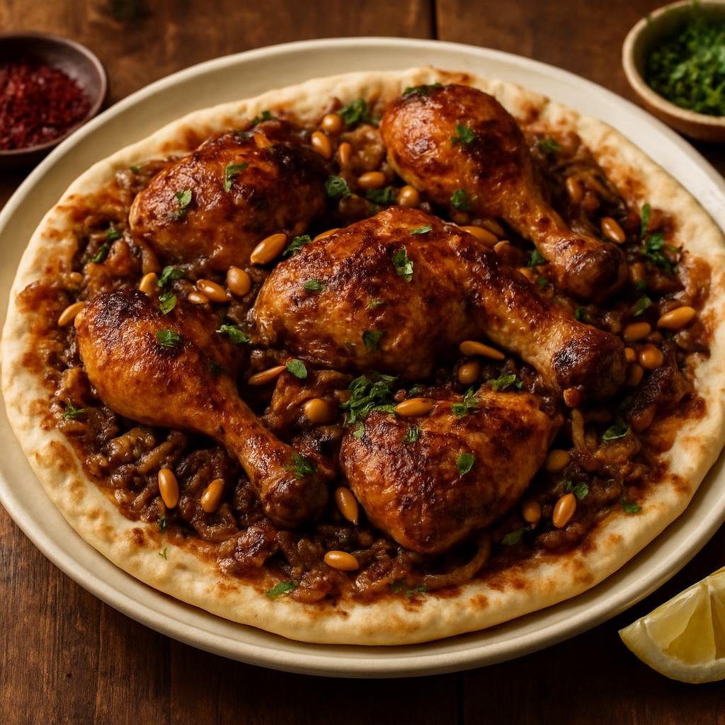 Entree: Jordan – المسخّن ➤ Musakhan (Sumac-spiced chicken with caramelized onions on flatbread) recipe