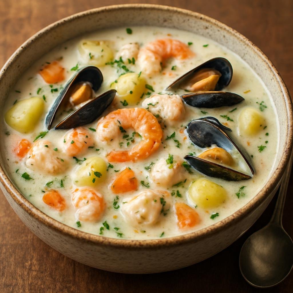 Entree: Ireland – Cork & Munster – Seafood Chowder recipe