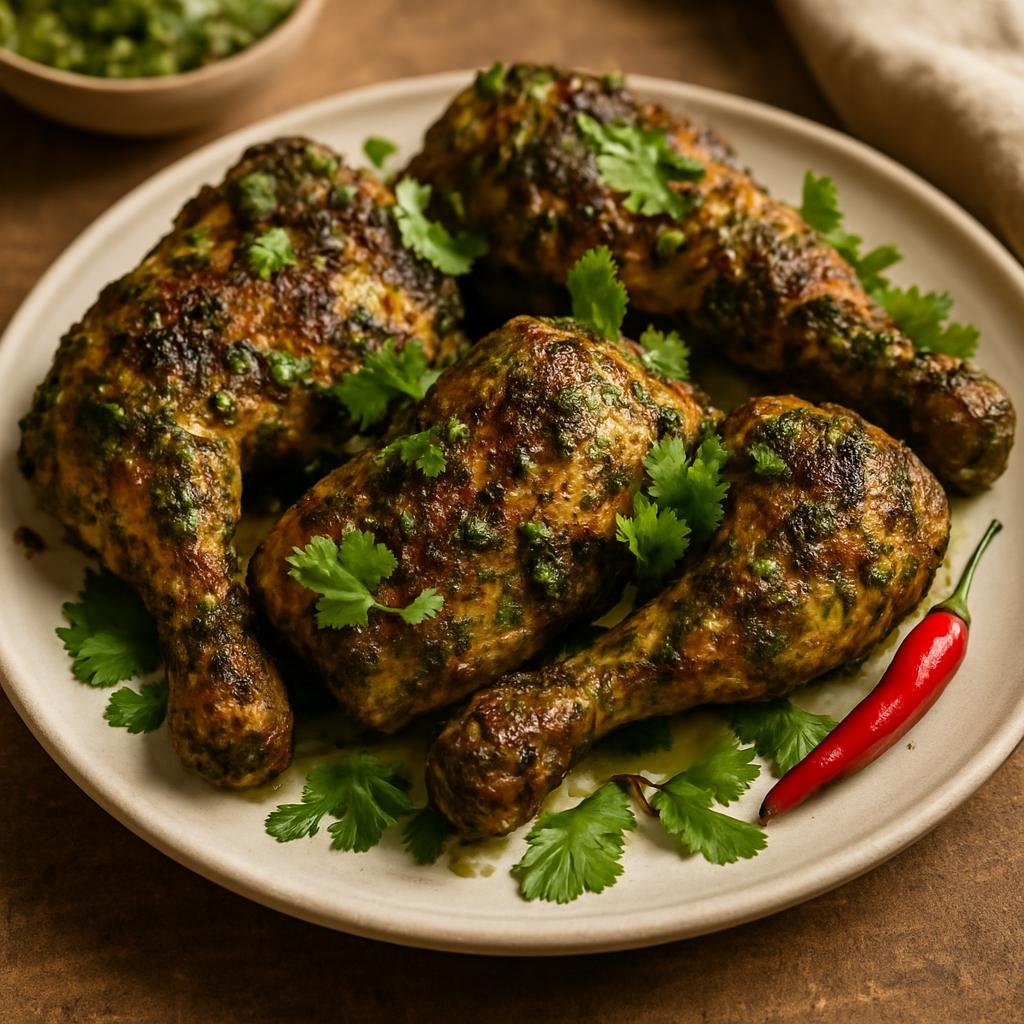 Entree: Mozambique – National Cuisine – Galinha à Cafreal (Portuguese-African spiced marinated and grilled chicken with cilantro and piri-piri) recipe