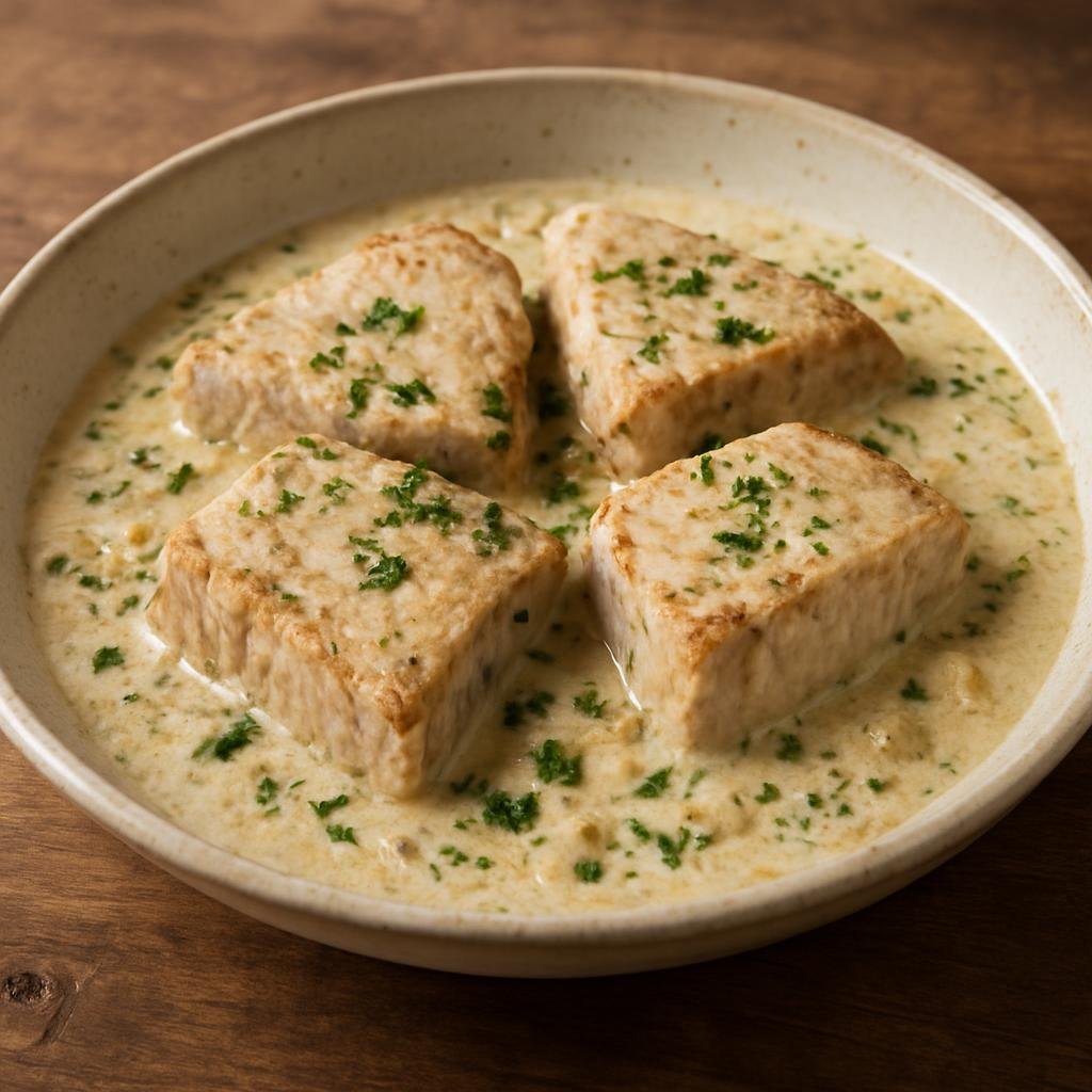 Entree: Pitcairn – National Cuisine – Baked Tuna with Coconut (Baked tuna fillets cooked in a creamy coconut sauce with island seasonings) recipe