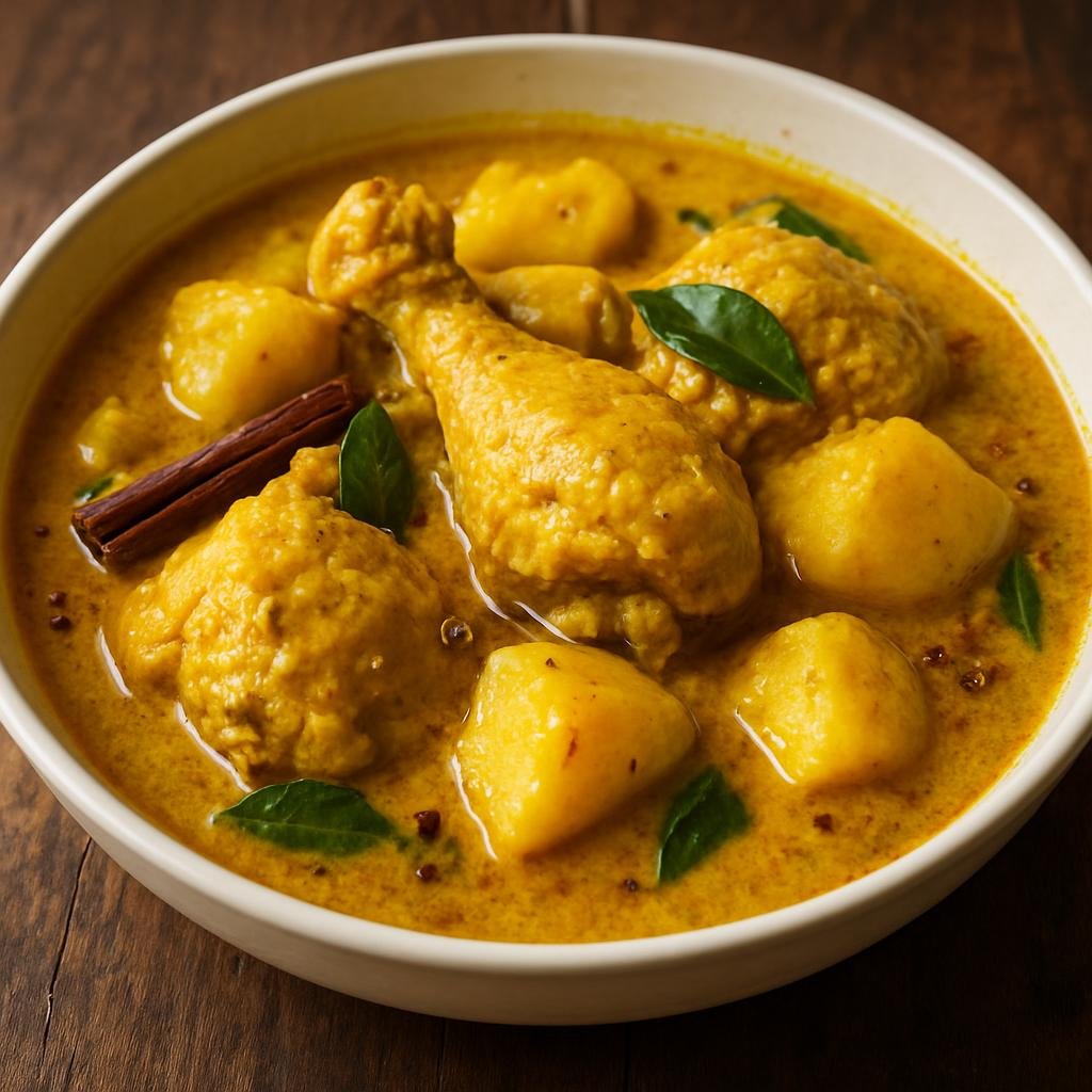 Entree: Timor-Leste – National Cuisine – Caril de Galinha (Timorese-style coconut chicken curry with turmeric, potatoes, and fragrant spices) recipe