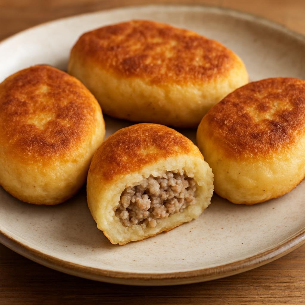 Entree: Belarus – Зразы ➤ Zrazy (Meat-stuffed potato patties formed and pan-fried until golden) recipe