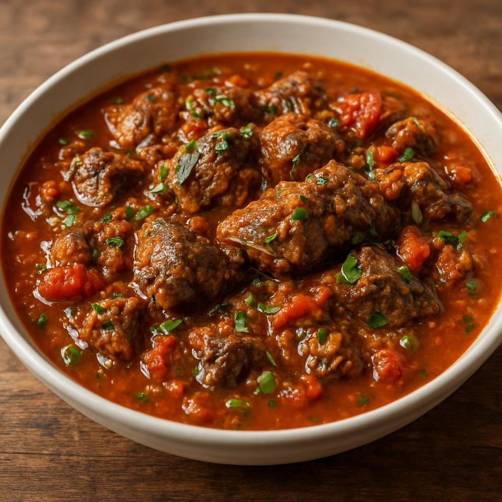 Entree: Cayman Islands – Turtle Stew (Hearty island-style braised turtle meat in a seasoned tomato and herb stew) recipe