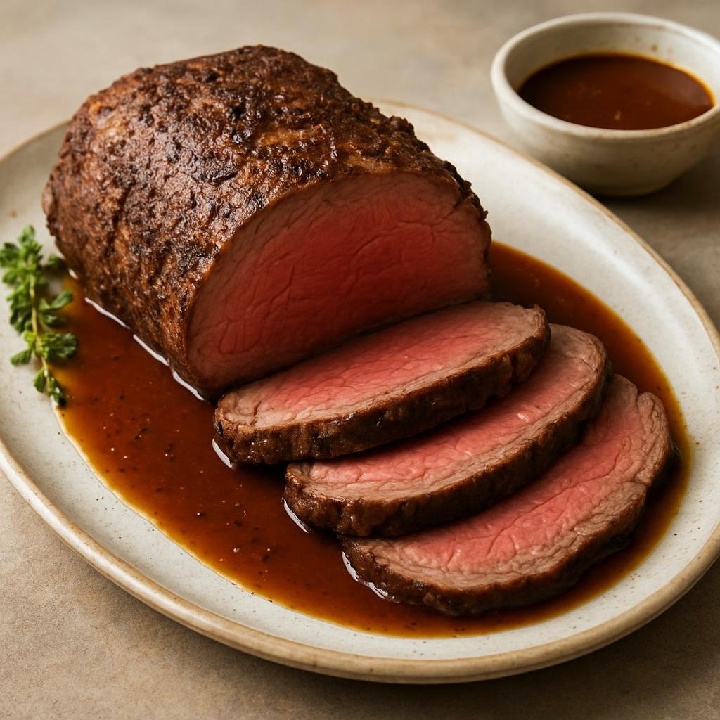 Entree: Guernsey – Roast Guernsey Beef (Traditional roasted beef joint seasoned and roasted to serve with pan gravy) recipe