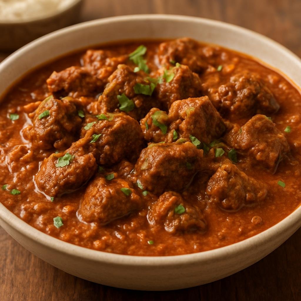 Entree: Malawi – Goat Curry (Slow-simmered goat stewed in a spiced tomato and peanut-infused curry sauce) recipe