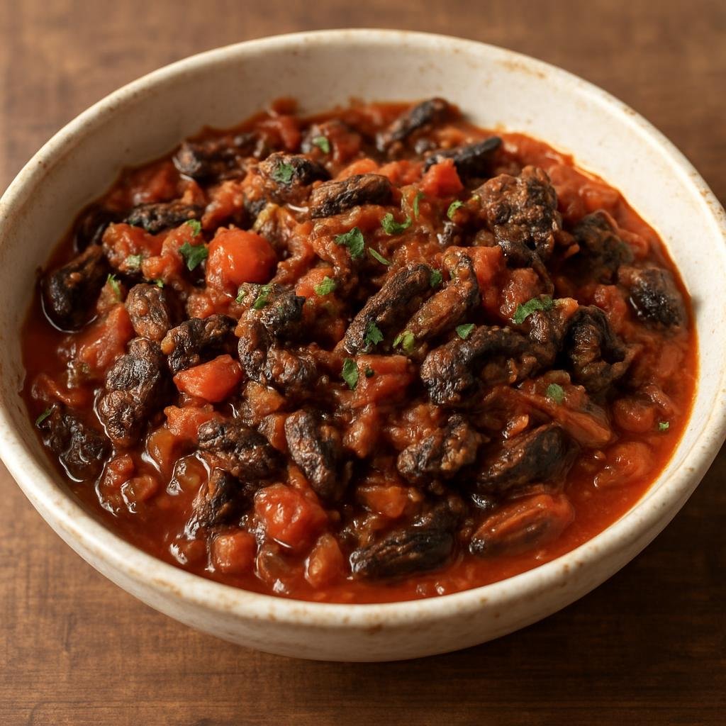 Entree: Namibia – Omajowa (Sautéed or stewed wild termite mushrooms in a savory tomato and onion sauce) recipe