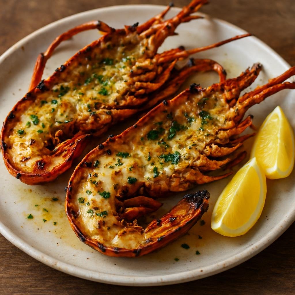 Entree: Turks and Caicos Islands – Grilled Lobster (Charred Caribbean lobster split and brushed with garlic-citrus butter served hot) recipe